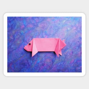 Pink origami pig Sticker